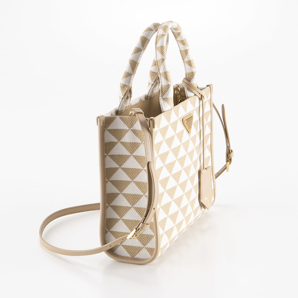 PRADA TRIANGOLO JACQUARD SM Symbol Embroidered Fabric Small Handbag - Picture 4 of 7